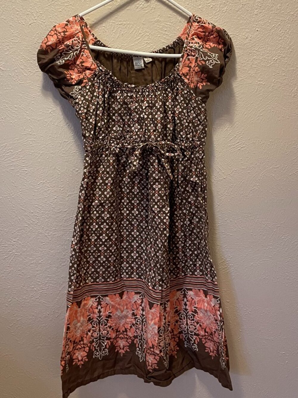 So Wear It Declare It Print Brown and Pink Mini Dress - Size Small Women's 2000s